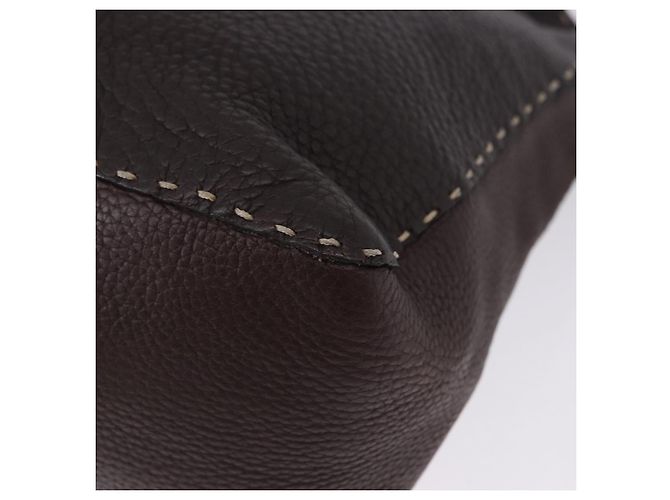 Borsa a tracolla FENDI Celeria in pelle marrone argento Auth 198325 - vista 16