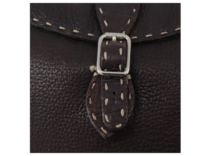 Borsa a tracolla FENDI Celeria in pelle marrone argento Auth 198325 - vista 17