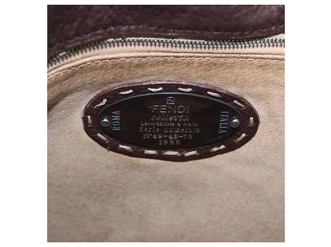 Borsa a tracolla FENDI Celeria in pelle marrone argento Auth 198325 - vista 19