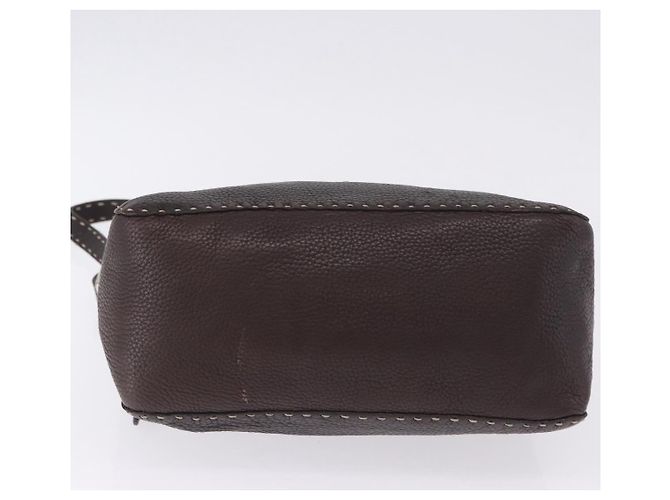 Borsa a tracolla FENDI Celeria in pelle marrone argento Auth 198325 - vista 5
