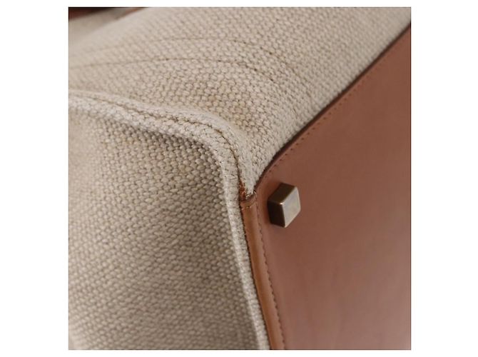 Céline Borsa a Mano CELINE Luggage Phantom Canvas Beige Gold Tone Auth 198501A - vista 10
