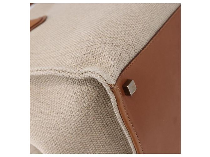 Céline Borsa a Mano CELINE Luggage Phantom Canvas Beige Gold Tone Auth 198501A - vista 15
