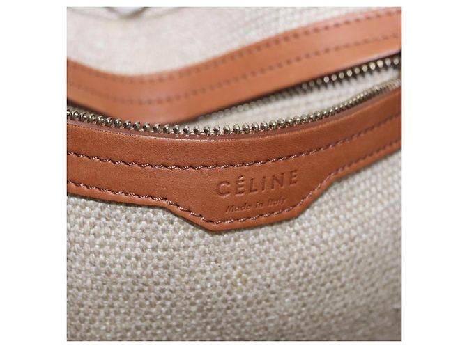 Céline Borsa a Mano CELINE Luggage Phantom Canvas Beige Gold Tone Auth 198501A - vista 22