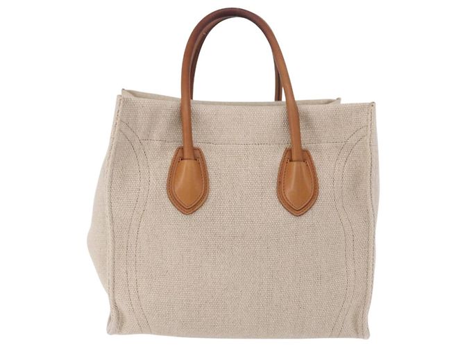 Céline Borsa a Mano CELINE Luggage Phantom Canvas Beige Gold Tone Auth 198501A - vista 3