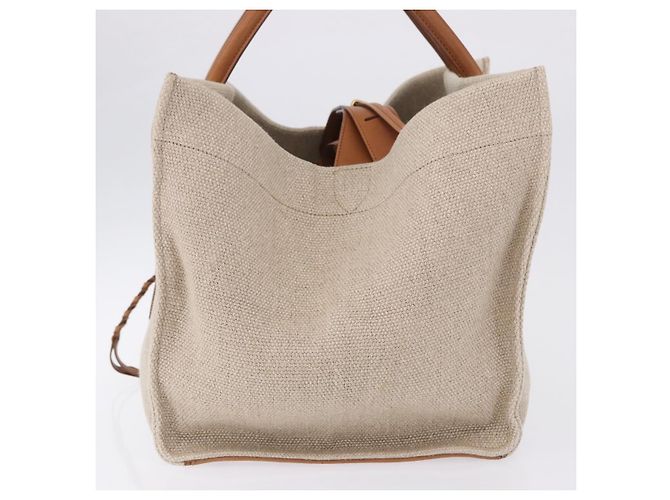 Céline Borsa a Mano CELINE Luggage Phantom Canvas Beige Gold Tone Auth 198501A - vista 4