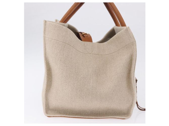 Céline Borsa a Mano CELINE Luggage Phantom Canvas Beige Gold Tone Auth 198501A - vista 5