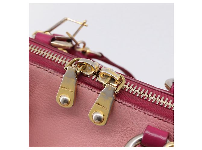 Borsa a mano Miu Miu in pelle 2way Rosa Oro Auth 197469A D'oro - vista 10