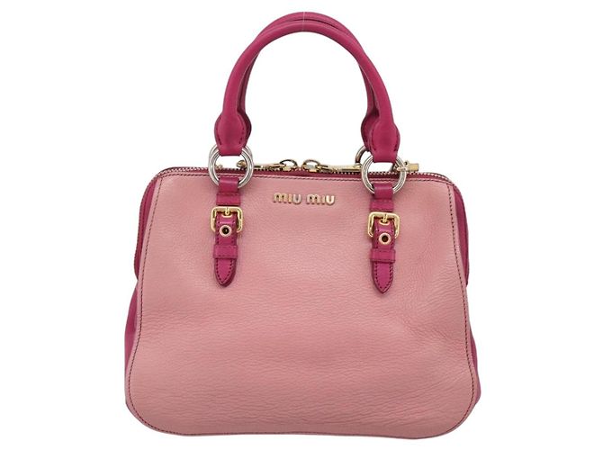 Borsa a mano Miu Miu in pelle 2way Rosa Oro Auth 197469A D'oro - vista 13
