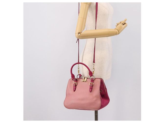 Borsa a mano Miu Miu in pelle 2way Rosa Oro Auth 197469A D'oro - vista 26