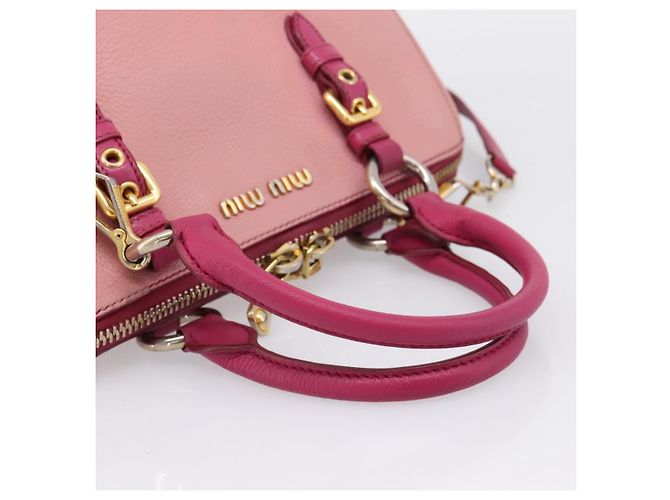 Borsa a mano Miu Miu in pelle 2way Rosa Oro Auth 197469A D'oro - vista 7