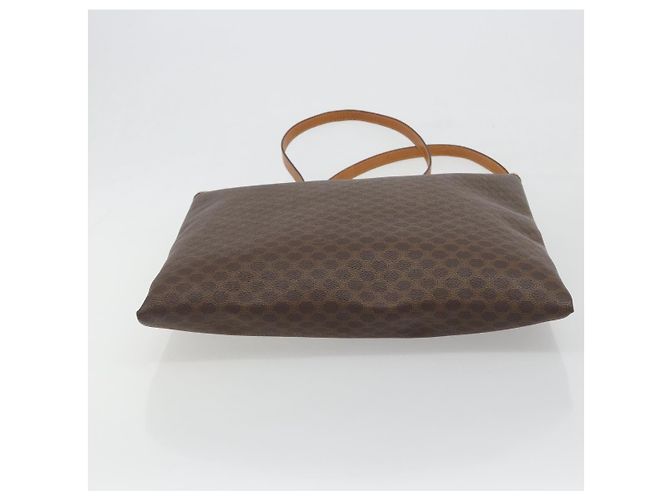 Céline Borsa Tote CELINE Macadam Canvas PVC Pelle Marrone Oro Auth 198251 D'oro - vista 5