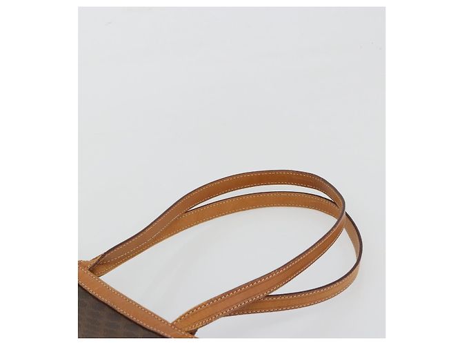 Céline Borsa Tote CELINE Macadam Canvas PVC Pelle Marrone Oro Auth 198251 D'oro - vista 8