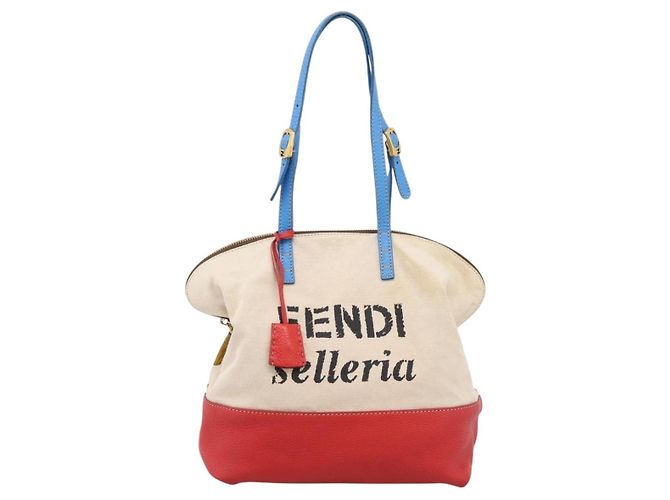 FENDI Celeria Tote Bag Canvas Ivory Gold Auth 197186A Golden Roh - Ansicht 13