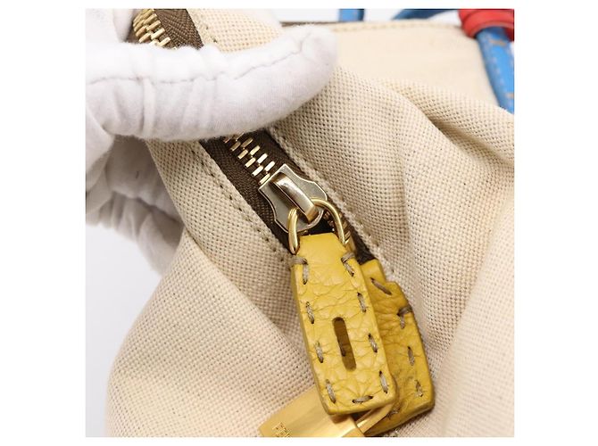 FENDI Celeria Tote Bag Canvas Ivory Gold Auth 197186A Golden Roh - Ansicht 19