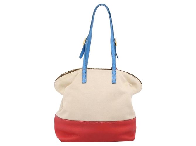 FENDI Celeria Tote Bag Canvas Ivory Gold Auth 197186A Golden Roh - Ansicht 2