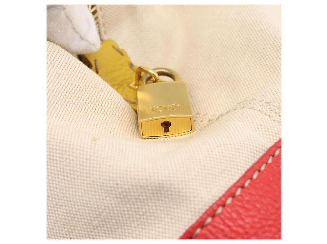 FENDI Celeria Tote Bag Canvas Ivory Gold Auth 197186A Golden Roh - Ansicht 20