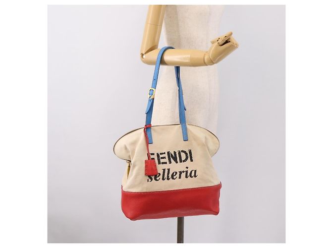 FENDI Celeria Tote Bag Canvas Ivory Gold Auth 197186A Golden Roh - Ansicht 28