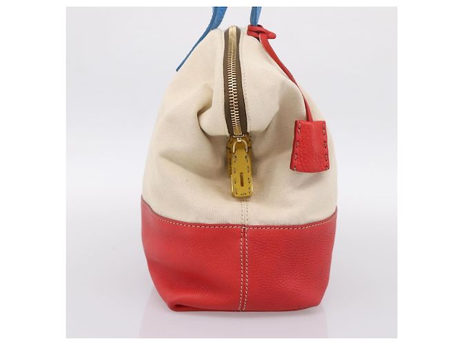 FENDI Celeria Tote Bag Canvas Ivory Gold Auth 197186A Golden Roh - Ansicht 3