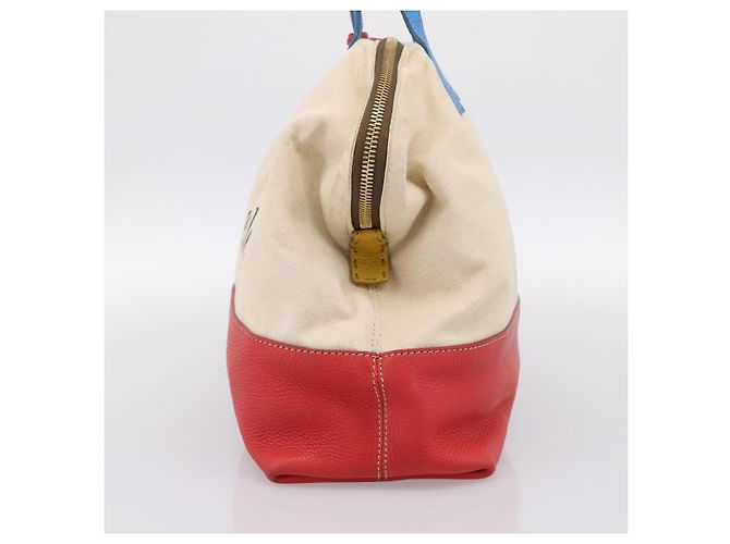 FENDI Celeria Tote Bag Canvas Ivory Gold Auth 197186A Golden Roh - Ansicht 4