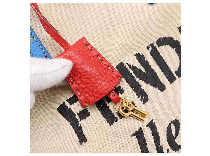 FENDI Celeria Tote Bag Canvas Ivory Gold Auth 197186A Golden Roh - Ansicht 9