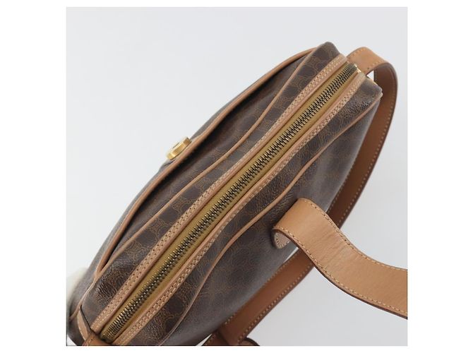 Céline Borsa a tracolla CELINE Macadam Canvas PVC Leather Brown Gold Auth ka5720A Marrone D'oro - vista 10