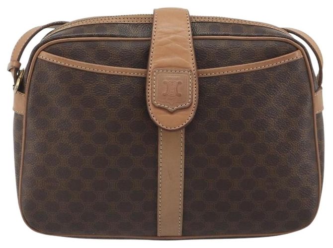 Céline Borsa a tracolla CELINE Macadam Canvas PVC Leather Brown Gold Auth ka5720A Marrone D'oro - vista 13