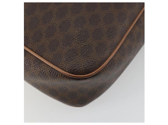 Céline Borsa a tracolla CELINE Macadam Canvas PVC Leather Brown Gold Auth ka5720A Marrone D'oro - vista 17