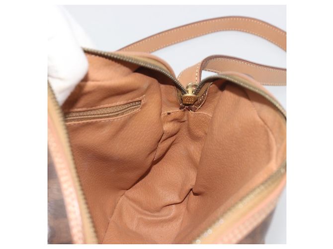 Céline Borsa a tracolla CELINE Macadam Canvas PVC Leather Brown Gold Auth ka5720A Marrone D'oro - vista 19