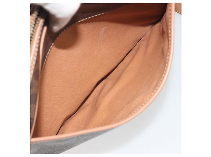 Céline Borsa a tracolla CELINE Macadam Canvas PVC Leather Brown Gold Auth ka5720A Marrone D'oro - vista 23