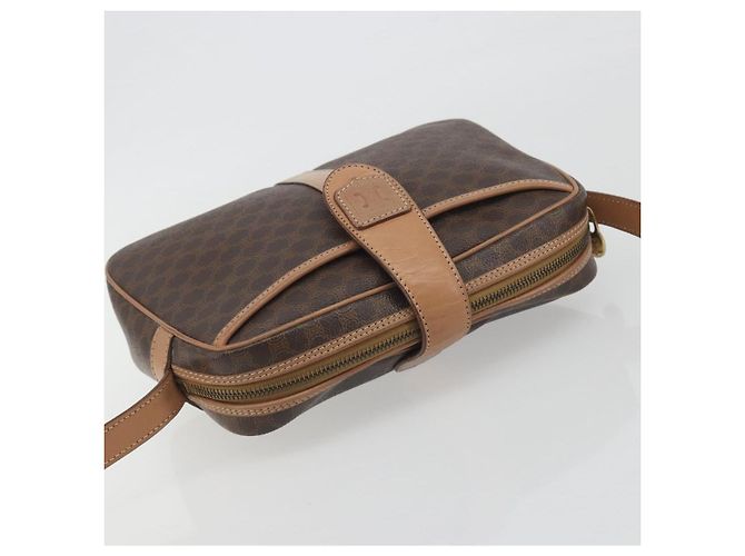 Céline Borsa a tracolla CELINE Macadam Canvas PVC Leather Brown Gold Auth ka5720A Marrone D'oro - vista 6