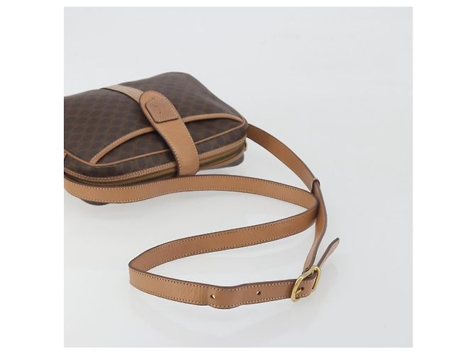Céline Borsa a tracolla CELINE Macadam Canvas PVC Leather Brown Gold Auth ka5720A Marrone D'oro - vista 7