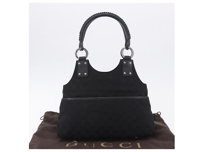 Borsa GUCCI GG Canvas Nero Argento 131329 Auth am12380V - vista 12