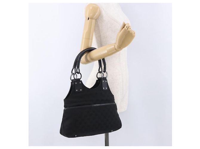 Borsa GUCCI GG Canvas Nero Argento 131329 Auth am12380V - vista 23