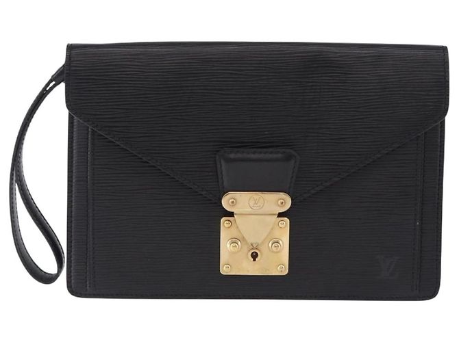 Borsa a Pochette LOUIS VUITTON Epi Sellier Dragonne Nera M52612 LV Auth BA14932 Nero - vista 13