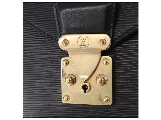 Borsa a Pochette LOUIS VUITTON Epi Sellier Dragonne Nera M52612 LV Auth BA14932 Nero - vista 17