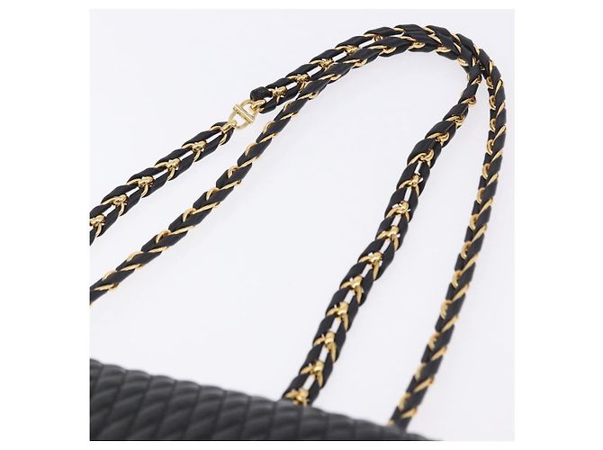 Borsa a tracolla con catena BALLY in pelle nera e oro Auth kk707A Nero D'oro - vista 14