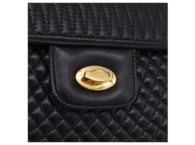 Borsa a tracolla con catena BALLY in pelle nera e oro Auth kk707A Nero D'oro - vista 18