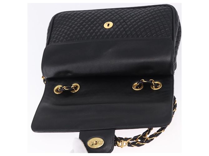 Borsa a tracolla con catena BALLY in pelle nera e oro Auth kk707A Nero D'oro - vista 19