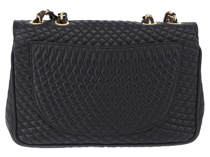 Borsa a tracolla con catena BALLY in pelle nera e oro Auth kk707A Nero D'oro - vista 2