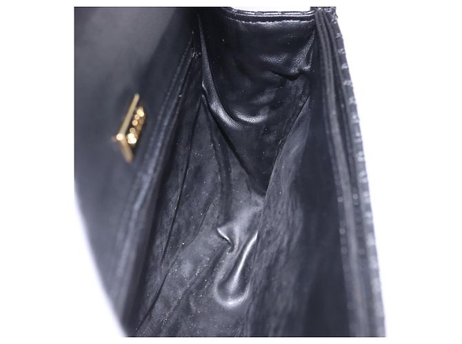 Borsa a tracolla con catena BALLY in pelle nera e oro Auth kk707A Nero D'oro - vista 21