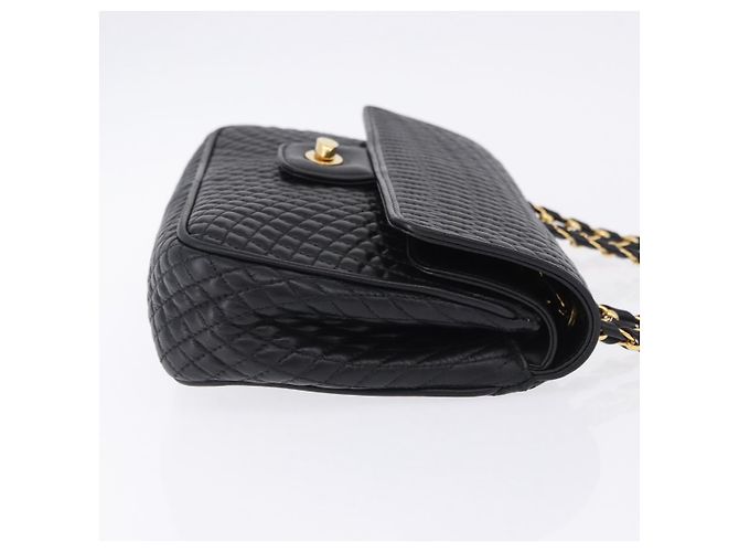 Borsa a tracolla con catena BALLY in pelle nera e oro Auth kk707A Nero D'oro - vista 3