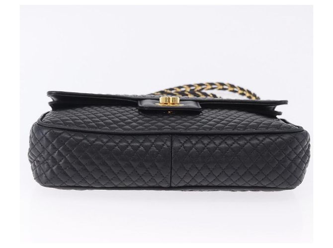 Borsa a tracolla con catena BALLY in pelle nera e oro Auth kk707A Nero D'oro - vista 5