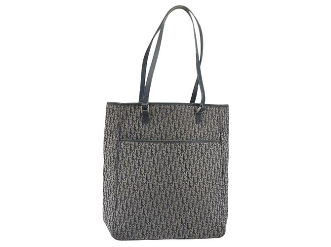 Christian Dior Trotter Canvas Tote Bag Navy Silver Auth 194263 Silber Marineblau - Ansicht 13