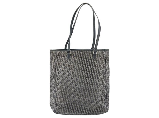 Christian Dior Trotter Canvas Tote Bag Navy Silver Auth 194263 Silber Marineblau - Ansicht 2