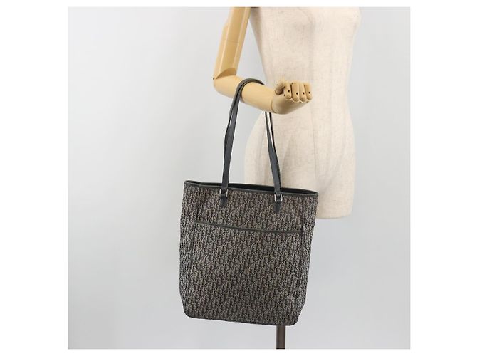 Christian Dior Trotter Canvas Tote Bag Navy Silver Auth 194263 Silber Marineblau - Ansicht 23