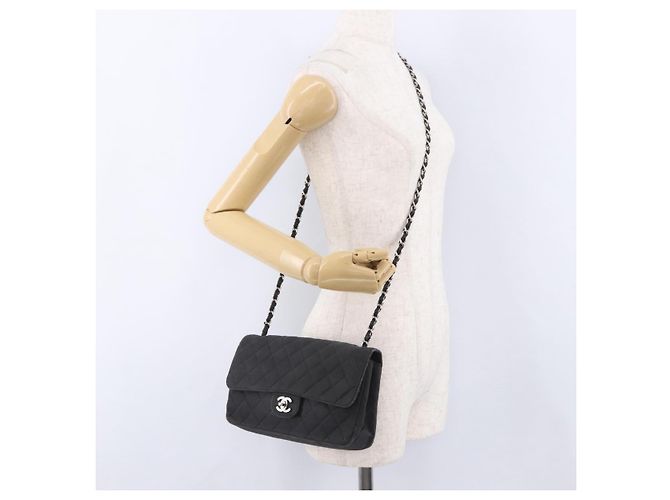 Borsa a tracolla CHANEL Matelasse25 Chain in tela nera argento CC Auth 198742 Nero - Ansicht 25