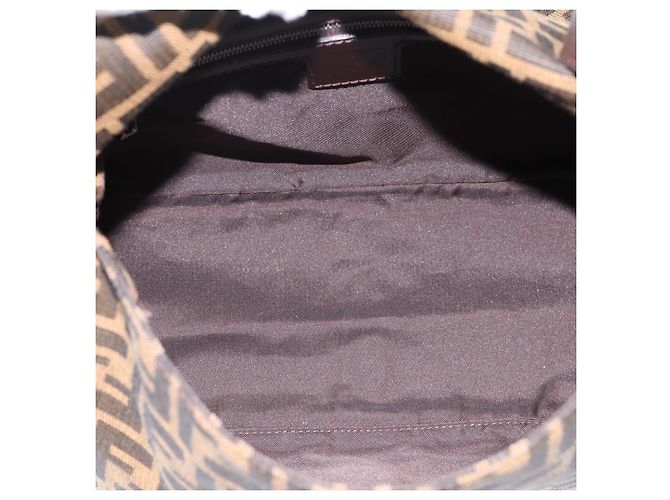 Borsa a tracolla FENDI Zucca Canvas Mamma Baguette Marrone Nero Auth 197339V - vista 11