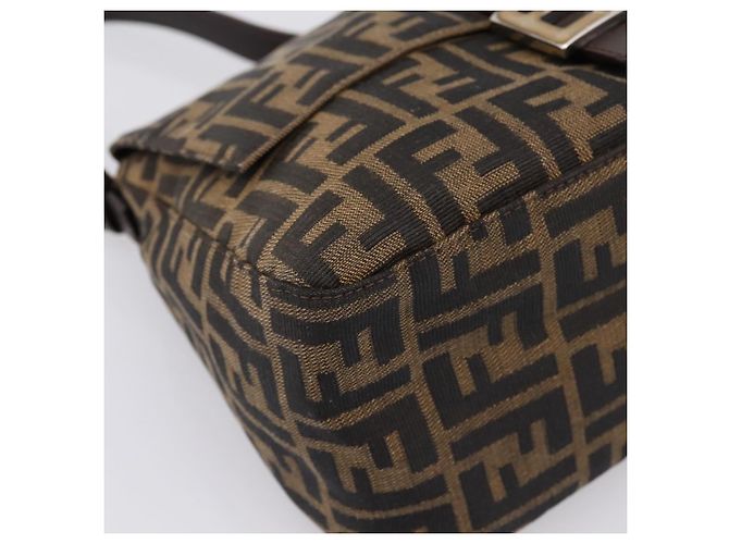 Borsa a tracolla FENDI Zucca Canvas Mamma Baguette Marrone Nero Auth 197339V - vista 15