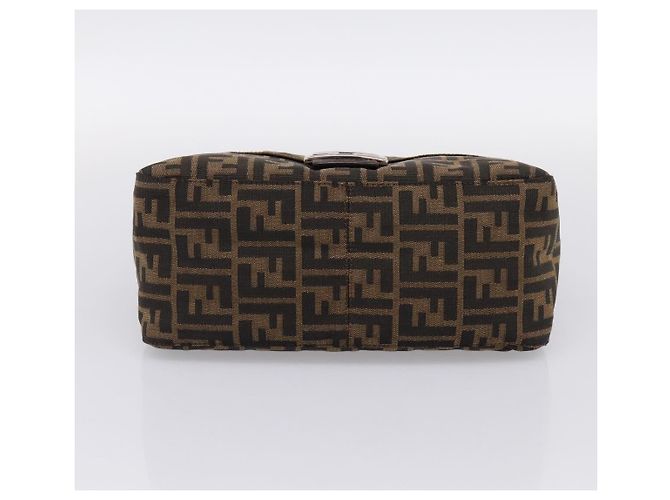 Borsa a tracolla FENDI Zucca Canvas Mamma Baguette Marrone Nero Auth 197339V - vista 5