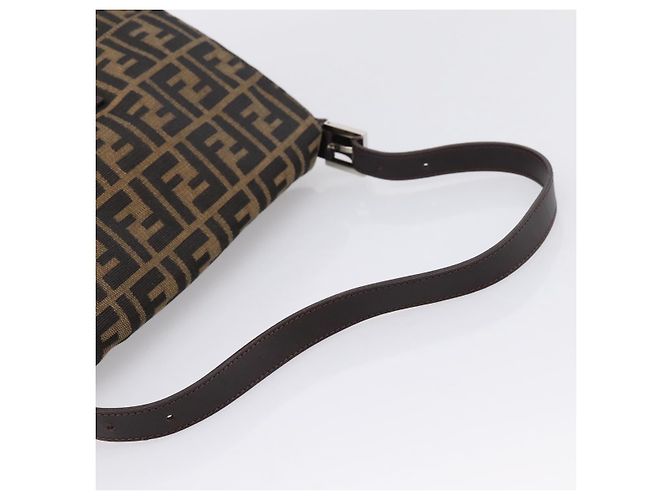 Borsa a tracolla FENDI Zucca Canvas Mamma Baguette Marrone Nero Auth 197339V - vista 7